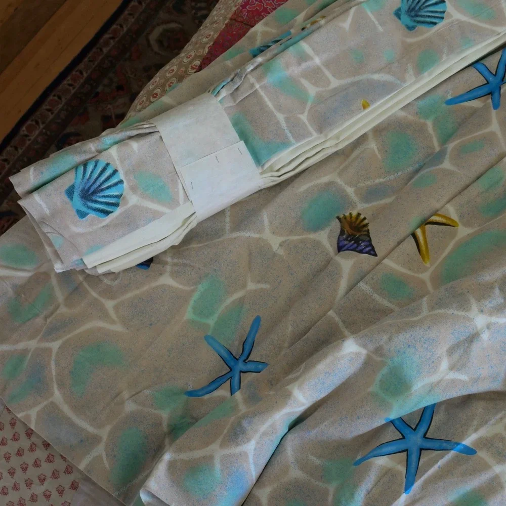 RARE vintage 2 piece 1980s beach patterned drapes curtains